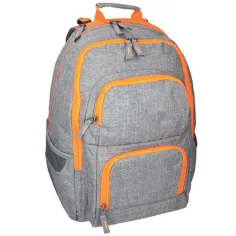 Spirit: E-Bag mochila gris y naranja con esquinas redondeadas, mochila 46x34x22cm