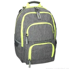 Spirit: E-Bag mochila gris y neón con esquinas redondeadas, mochila 46x34x22cm