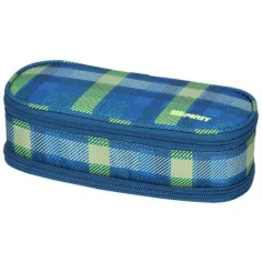 Spirit: Estuche ovalado a cuadros azul-verde 23x10cm