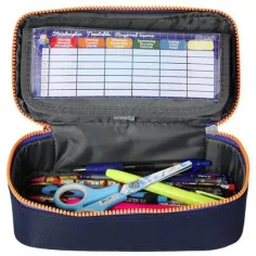 imagen de Spirit: Estuche ovalado azul índigo con cremallera naranja 23x10cm 2