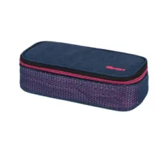 Spirit: Funda de lápices ovalada de malla azul oscuro-rosa 23x10cm