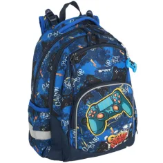 Spirit: Game over azul mochila escolar 3D con diseño redondeado, mochila 34x26x44cm
