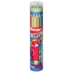 Spirit: Juego de 12 lápices de colores con sacapuntas en un estuche cilíndrico