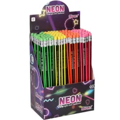 Spirit: Lápiz de grafito HB triangular neón con goma de borrar en varios colores 1ud