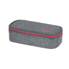 Spirit: Mi bolso estuche ovalado gris claro con cremallera rosa 23x10cm