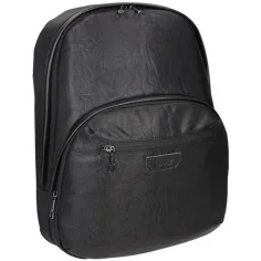 Spirit: Mochila de cuero sintético negra de tres compartimentos 41x33x7,5cm