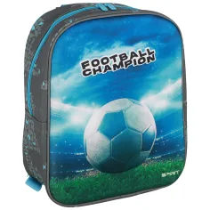 Spirit: Mochila de jardín de infancia redondeada con diseño 3D de fútbol Champion 30x25x12cm