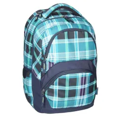 Spirit: Mochila escolar azul a cuadros con esquinas redondeadas