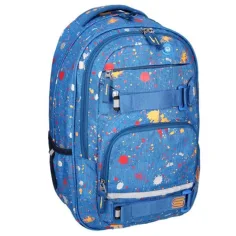 Spirit: Mochila escolar azul con manchas redondeadas, mochila 46x33x22cm