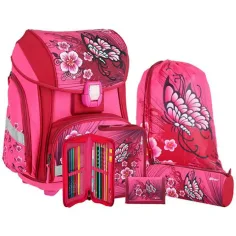 Spirit: Mochila escolar con diseño de flores, set de 5 piezas con LED