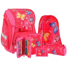 Spirit: Mochila escolar con diseño de mariposa, set de 5 piezas con LED