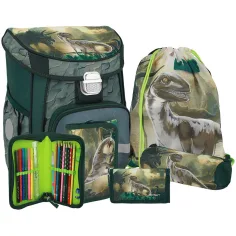 Spirit: Mochila escolar con diseño de Raptor dinosaurio, set de 5 piezas 38x17x28cm