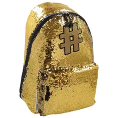 Spirit: Mochila escolar con lentejuelas doradas Hashtag Gold 41x32x21cm