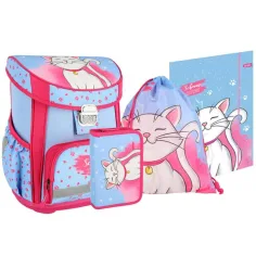 Spirit: Mochila escolar de gato blanco, set de 5 piezas 38x17x28cm