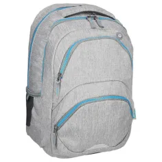 Spirit: Mochila escolar gris claro y azul con bordes redondeados 46x33x22cm