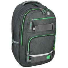 Spirit: Mochila escolar gris y verde con esquinas redondeadas 46x33x22cm