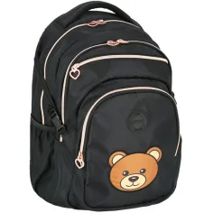 Spirit: Mochila escolar negra con osito Masha, mochila 46x31x21cm