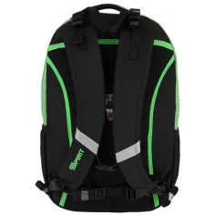 imagen de Spirit: Mochila escolar negra y verde con esquinas redondeadas 46x33x22cm 2