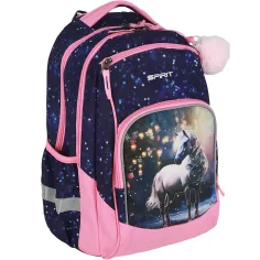 Spirit: Mochila escolar redondeada con diseño 3D de caballo blanco, mochila 34x26x44cm