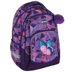 Spirit: Mochila escolar redondeada con diseño 3D de mariposa, 34x26x44cm