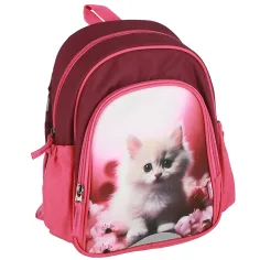 Spirit: Mochila escolar redondeada con estampado de gatito, mochila 24x13x31cm