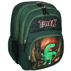 Spirit: Mochila escolar redondeada de T-Rex de cuatro compartimentos, mochila 40x20x18cm