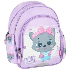 Spirit: Mochila escolar redondeada gris con gatitos 31x13x24cm