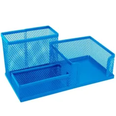 Spirit: Organizador de escritorio de malla metálica en color azul