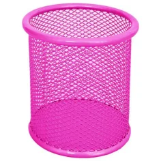 Spirit: Portalápiz cilíndrico de malla metálica rosa neón