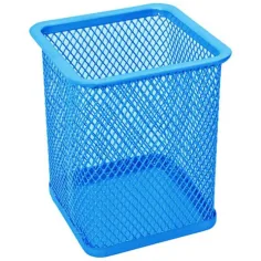 Spirit: Portalápiz rectangular de malla metálica azul neón