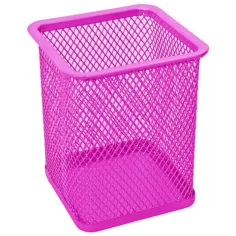 Spirit: Portalápiz rectangular de malla metálica rosa neón