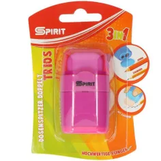 imagen de Spirit: Sacapuntas y goma de borrar 3 en 1 con dos agujeros en varios colores paquete de 1 unidad 2