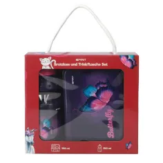 Spirit: Set de caja de almuerzo y botella con diseño de mariposas