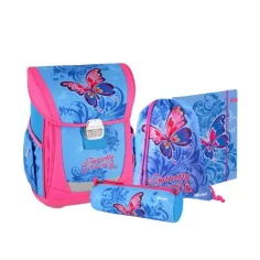 Spirit: Set de mochila escolar ergonómica Cool de 4 piezas con mariposas