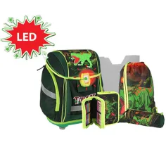 Spirit: T-Rex, mochila escolar 3D con LED, set de 5 piezas