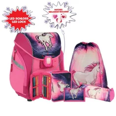 Spirit: Unicornio mágico set de mochila escolar de 5 piezas con accesorios y luz LED