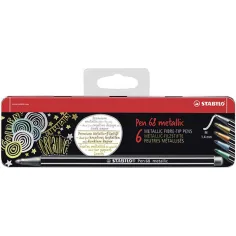 Stabilo: Conjunto de rotuladores metálicos Pen 68 de 6 unidades en caja de metal