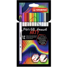 Stabilo: Pen 68 Brush ARTY juego de rotuladores de pincel de 12 unidades