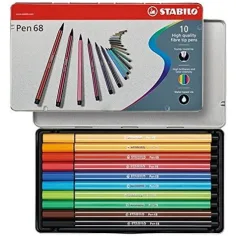 Stabilo: Set de rotuladores Pen 68 en caja de metal de 10 unidades