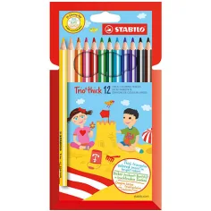Stabilo: Trio Thick grueso conjunto de lápices de colores de triángulo 12 unidades