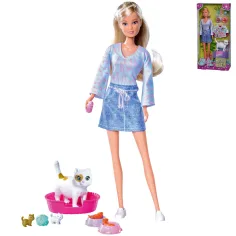 Steffi Love: Muñeca Steffi de cabello rubio con gatitos y accesorios 29cm - Simba Toys