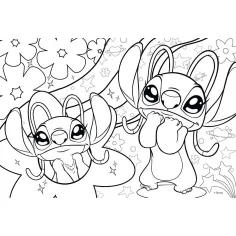 imagen de Puzzle 2 en 1 de Stitch, de 108 piezas, con dibujo para colorear, 50 x 35 cm - Lisciani 2
