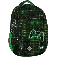 St.Right Mochila escolar con diseño de controlador verde-negro, mochila BP04 43x32x20cm
