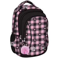 St.Right Mochila escolar de corazón rosa-negro, mochila BP26 39x27x17cm