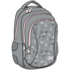 St.Right Mochila escolar gris con mariposas de tres compartimentos BP26 39x27x17cm