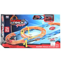 Super Track set de pista de carreras de 24 piezas con espiral y coche de retroceso 1/64