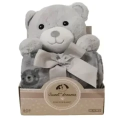 SweetDreams: Manta y set de oso de peluche en color gris