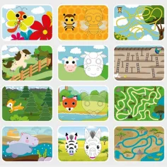 imagen de Tarjetas de tarea de desarrollo borrables con marcador - Animales 2