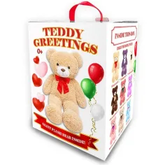 imagen de Teddy Greetings: Snow Wishes oso de peluche blanco en caja de regalo de 120cm 2