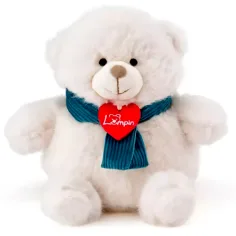Teddy oso de peluche blanco con bufanda azul 18cm - Lumpin